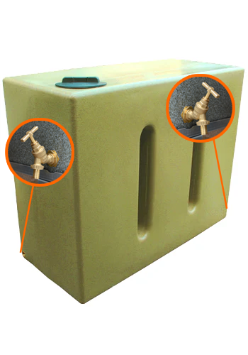 1000 Litre Water Butt V1 - Sandstone - Double Outlet