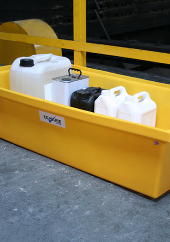 Space Saving IBC Bund Pallet - Yellow with PE Grid & 115L Spill Tray