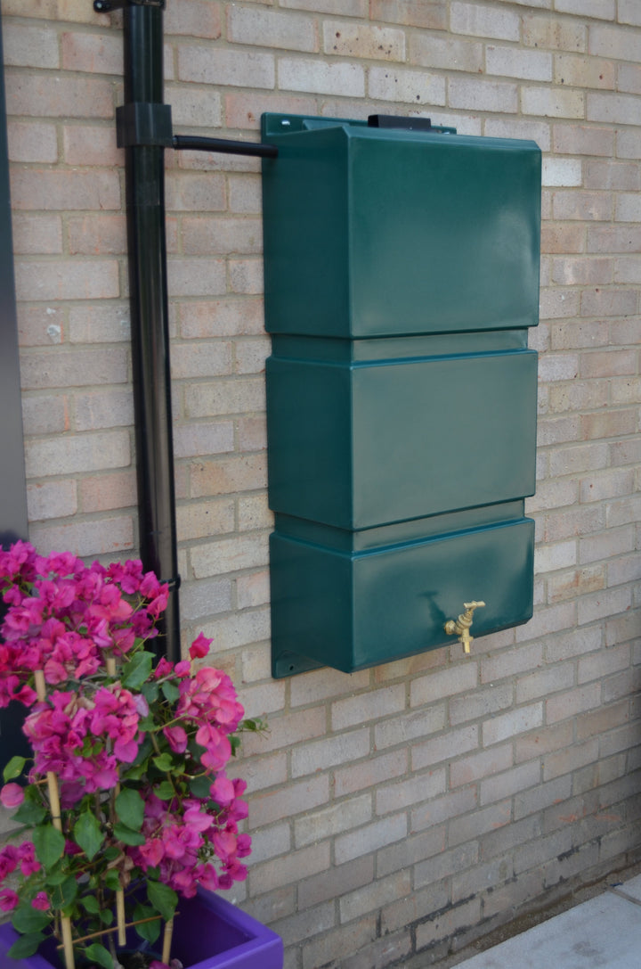 100 Litre Wall Mounted Water Butt with Tap & Diverter - Green