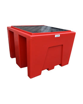 Single IBC Bund Pallet Red - c/w Grid and Premium Cover
